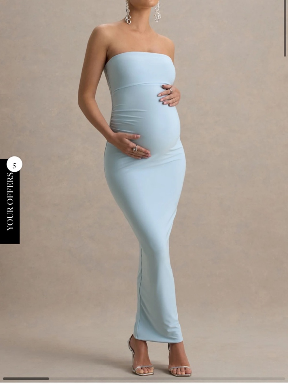 Club L London Juniper Powder Blue Strapless Maternity Maxi Dress